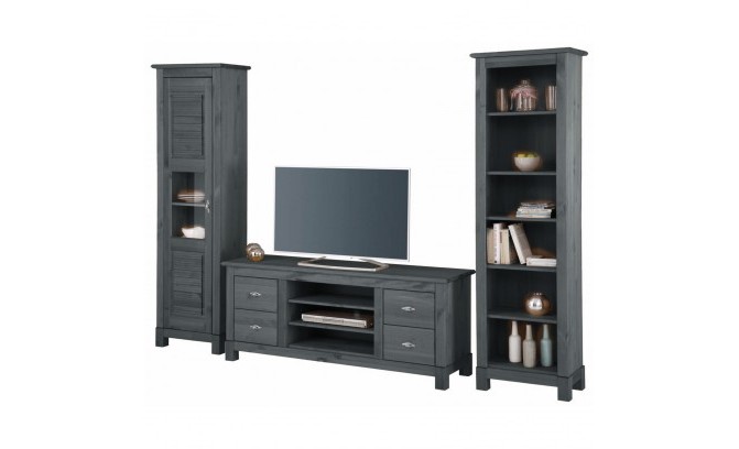 Шкаф для книг Рауна из массива сосны (графит)